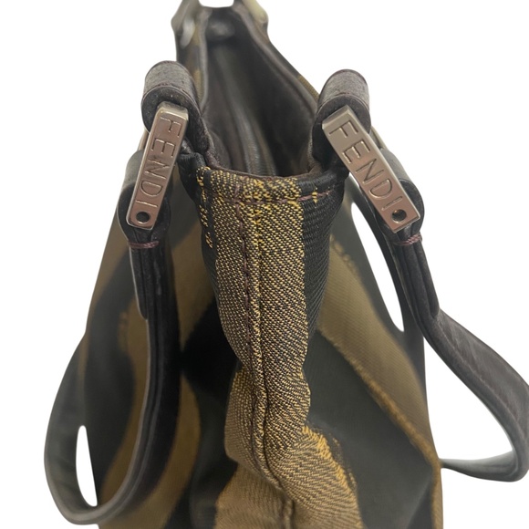 Vintage Fendi Pequin Stripe Shoulder Bag w/ COA - Brown and Black Authentic Y2K - Picture 3 of 16